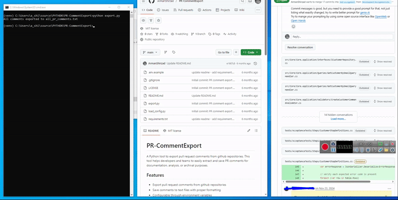 PR Comment Export